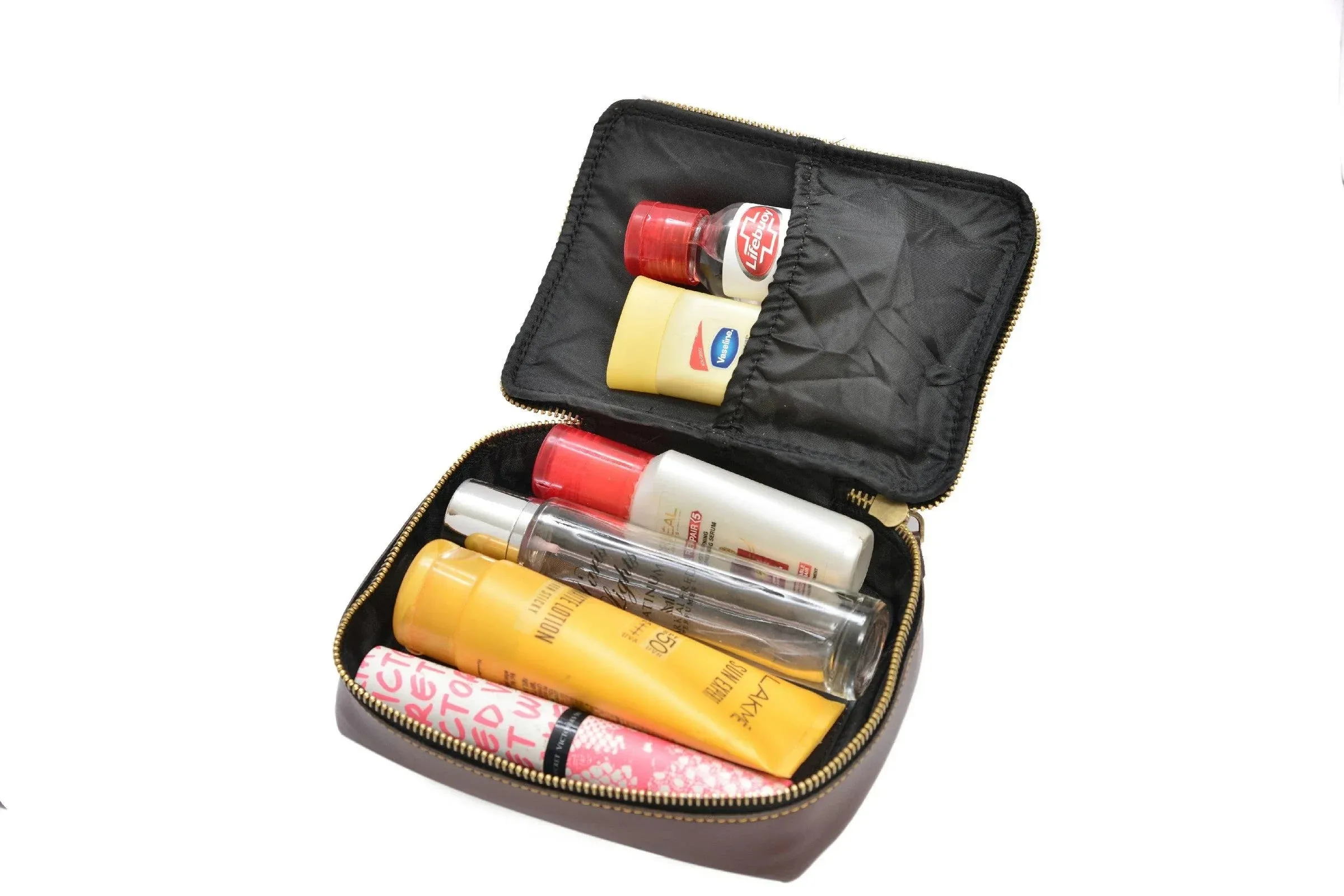 Personalized Couple's Combo : Mini Makeup Kit & Men's Wallet- Brown