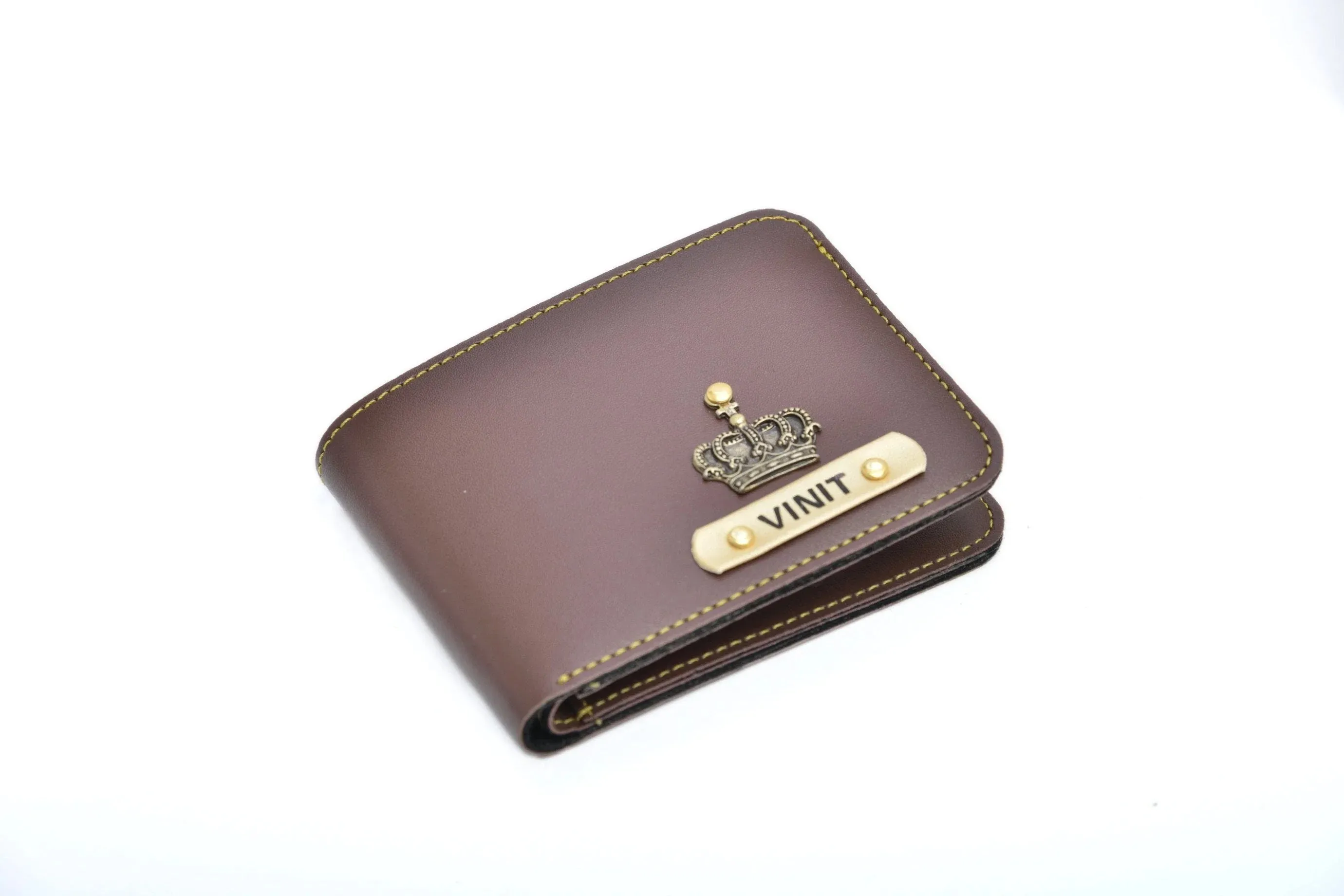 Personalized Couple's Combo : Mini Makeup Kit & Men's Wallet- Brown