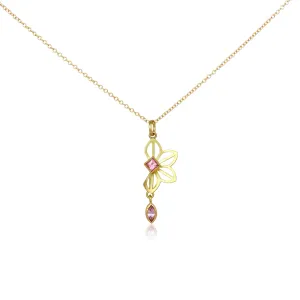 petite anise fold necklace in 18k gold with tourmaline and sapphire
