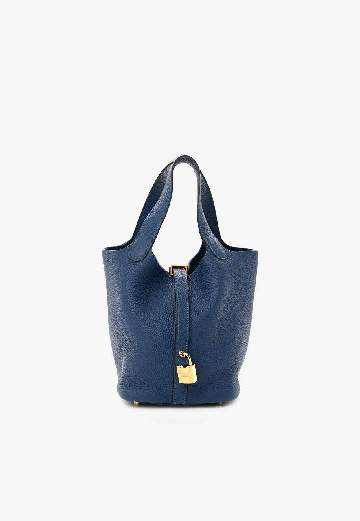 Picotin Lock 18 in Deep Bleu Taurillon Clemence with Gold Hardware