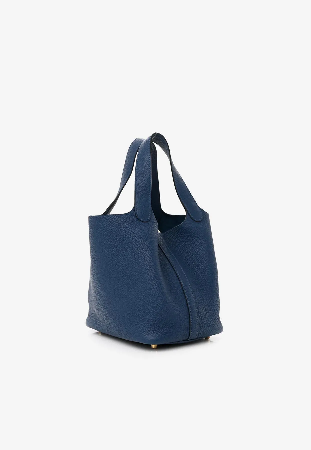 Picotin Lock 18 in Deep Bleu Taurillon Clemence with Gold Hardware