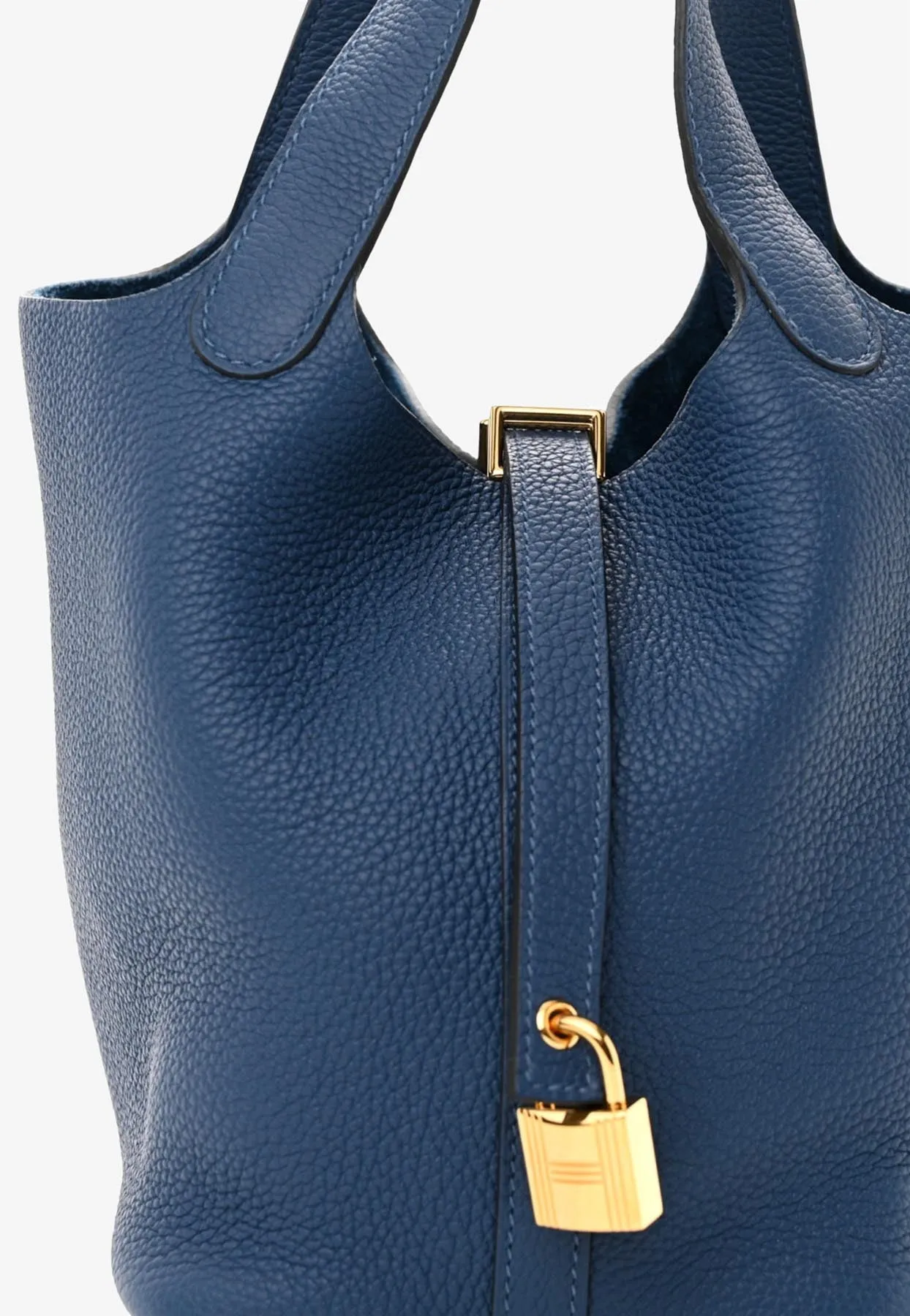 Picotin Lock 18 in Deep Bleu Taurillon Clemence with Gold Hardware