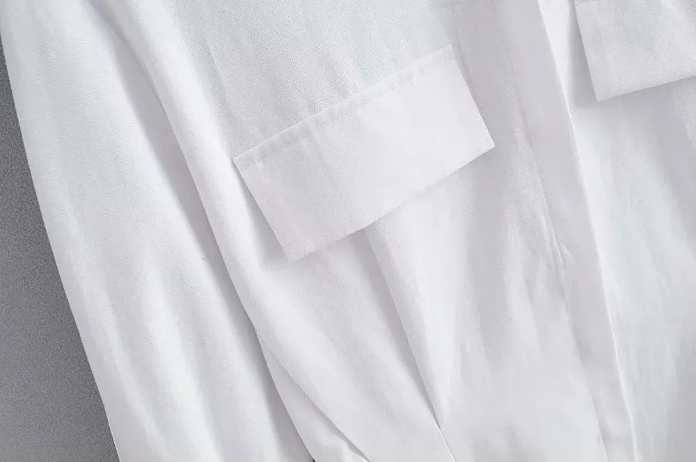 Pile Collar Single-breasted Shirred Frill Shirts Mini Dresses