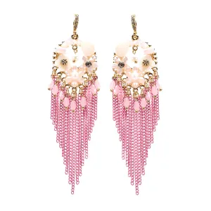 Pink Chain and Bead Fun Fashion Chandelier Earrings | ERY1112GPK