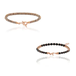 Pink Gold and Black Beads Bracelets Gift Idea for her