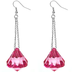 Pink Large Gemstone Chain Earrings