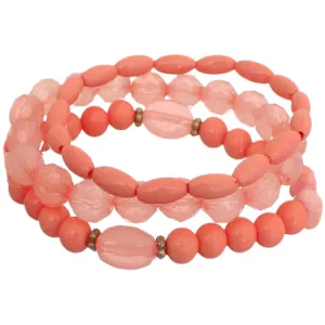 Pink Mandarin 3-Piece Beaded Stretch Bracelets
