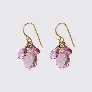Pink Multi Stone Cluster Earring