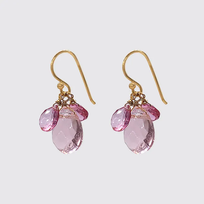 Pink Multi Stone Cluster Earring