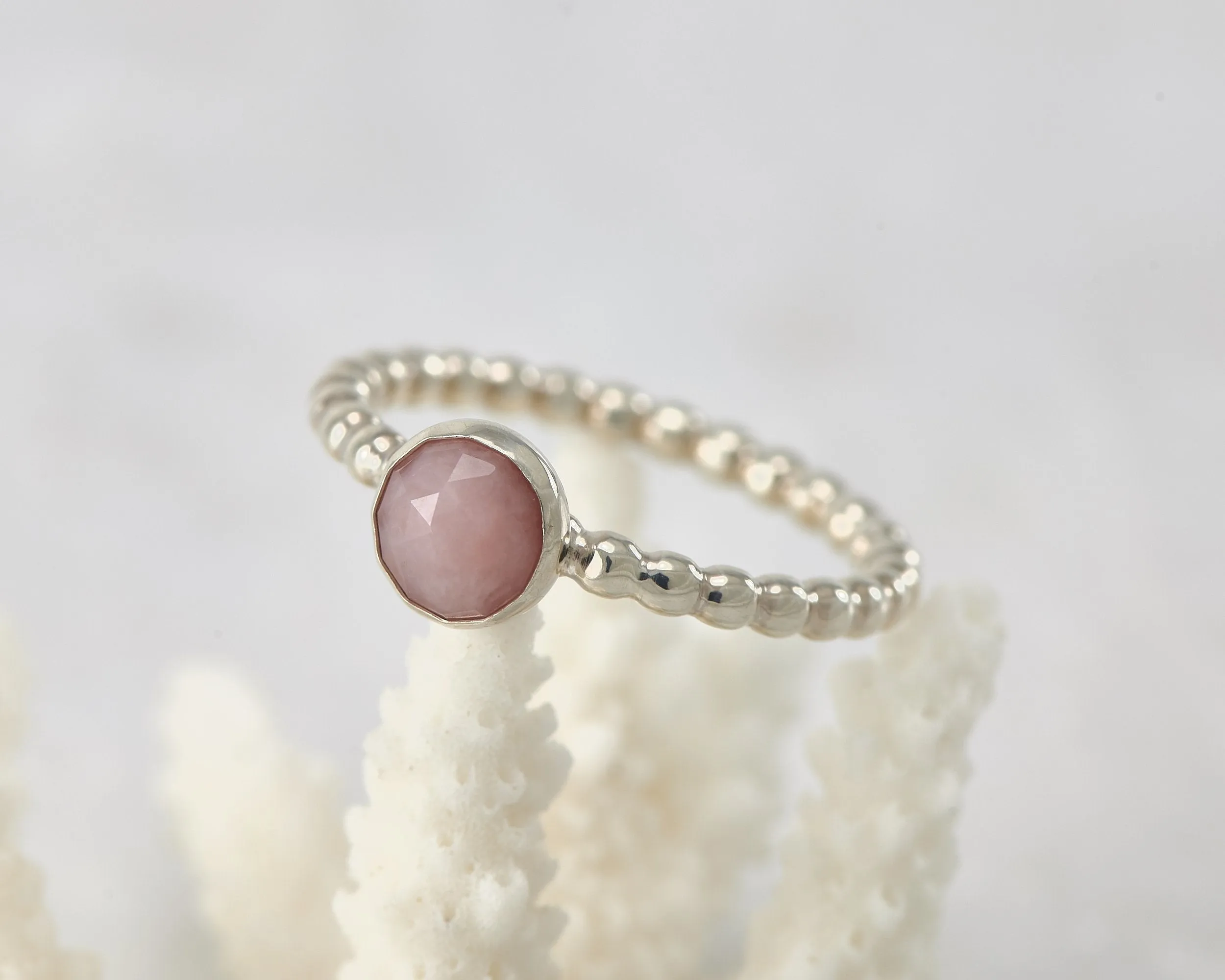 Pink Opal Beaded Silver