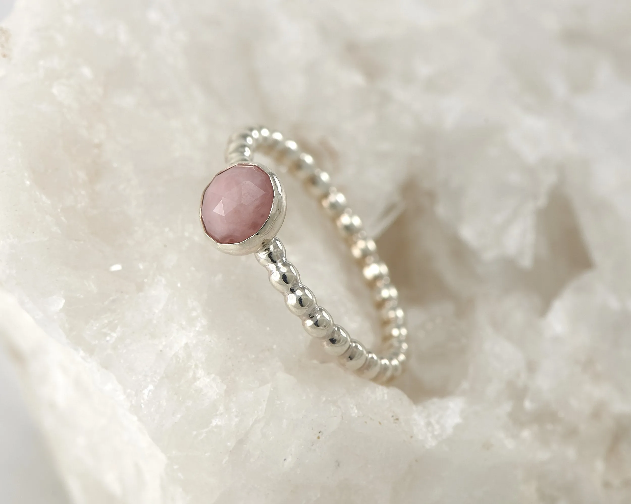 Pink Opal Beaded Silver