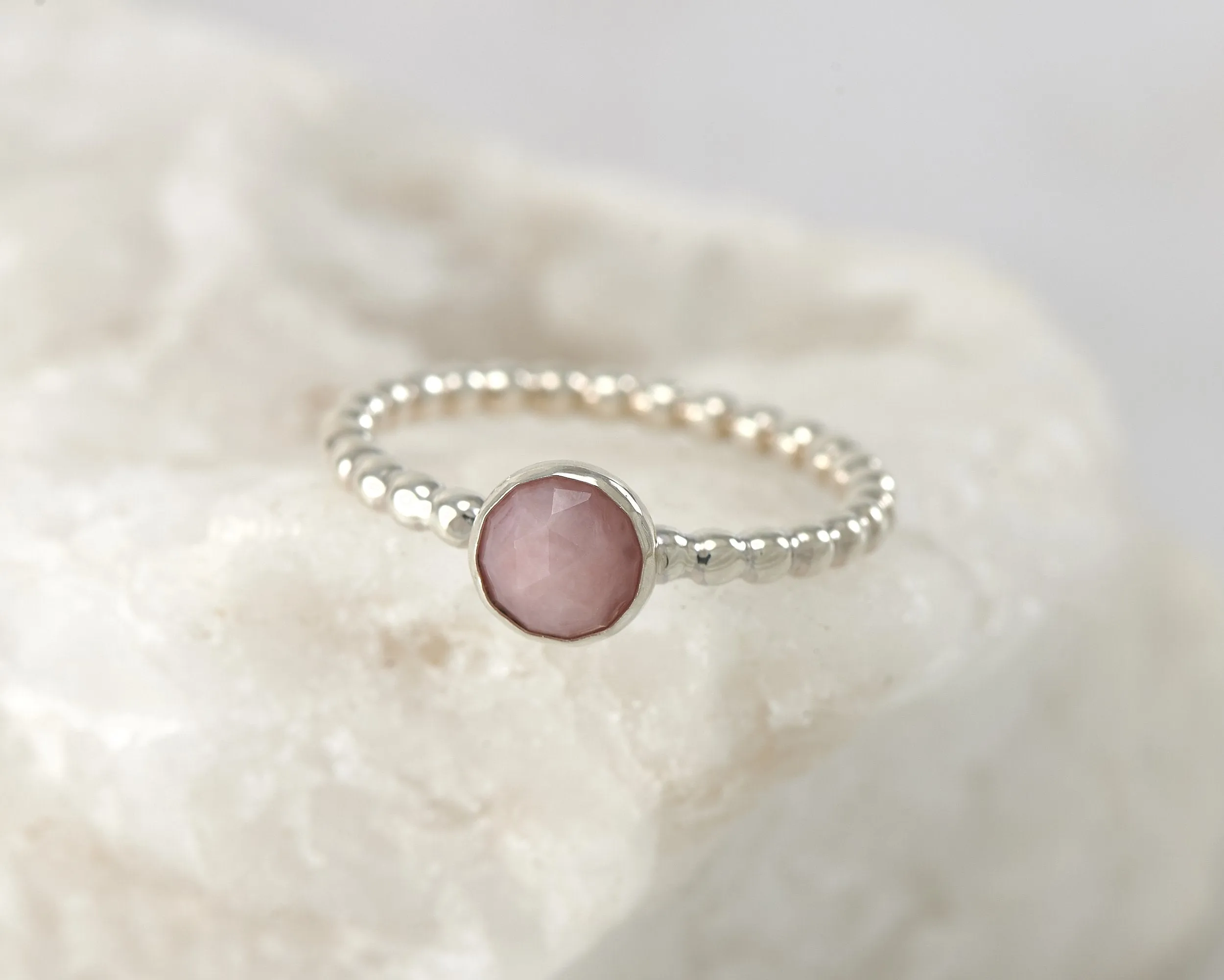 Pink Opal Beaded Silver
