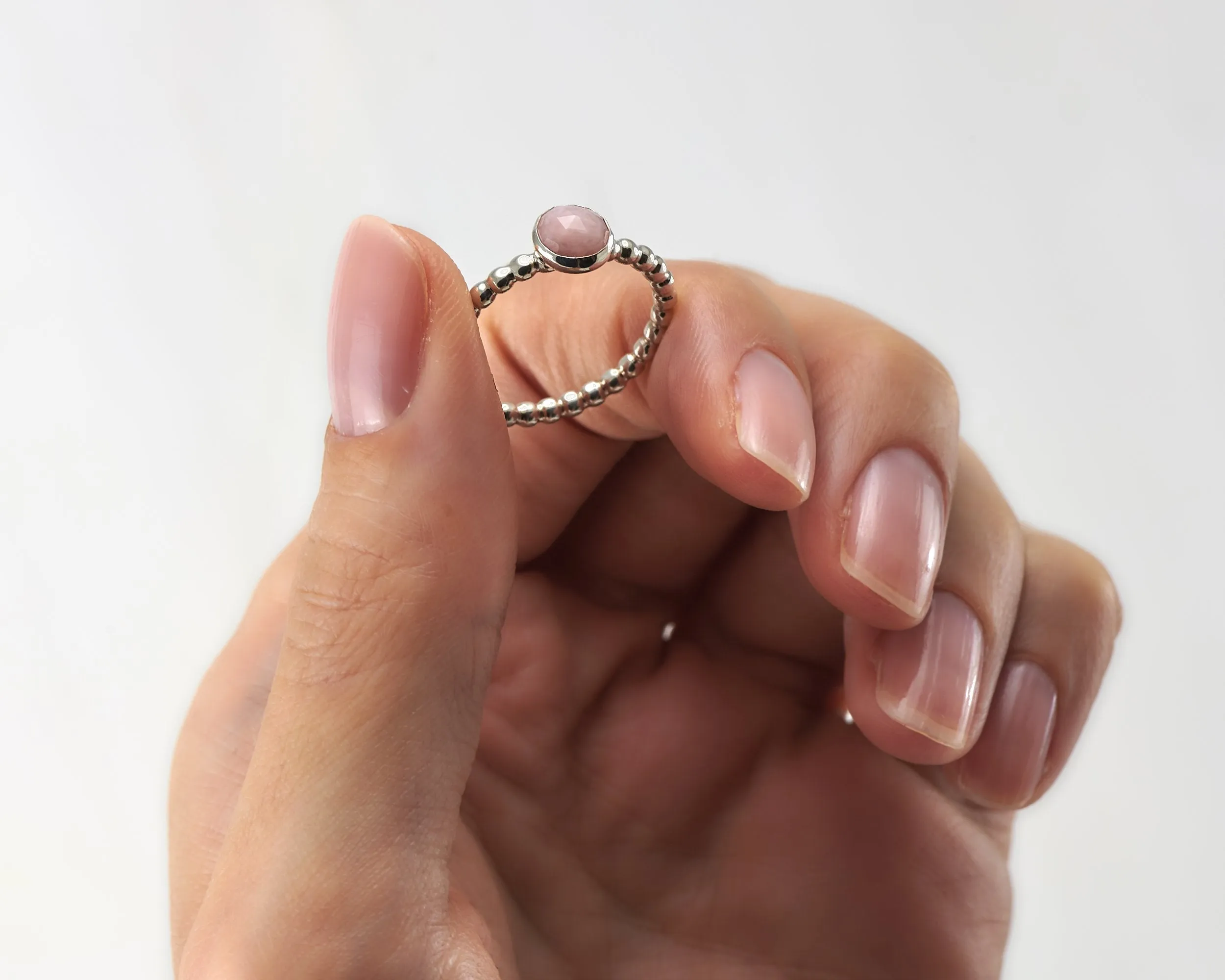 Pink Opal Beaded Silver