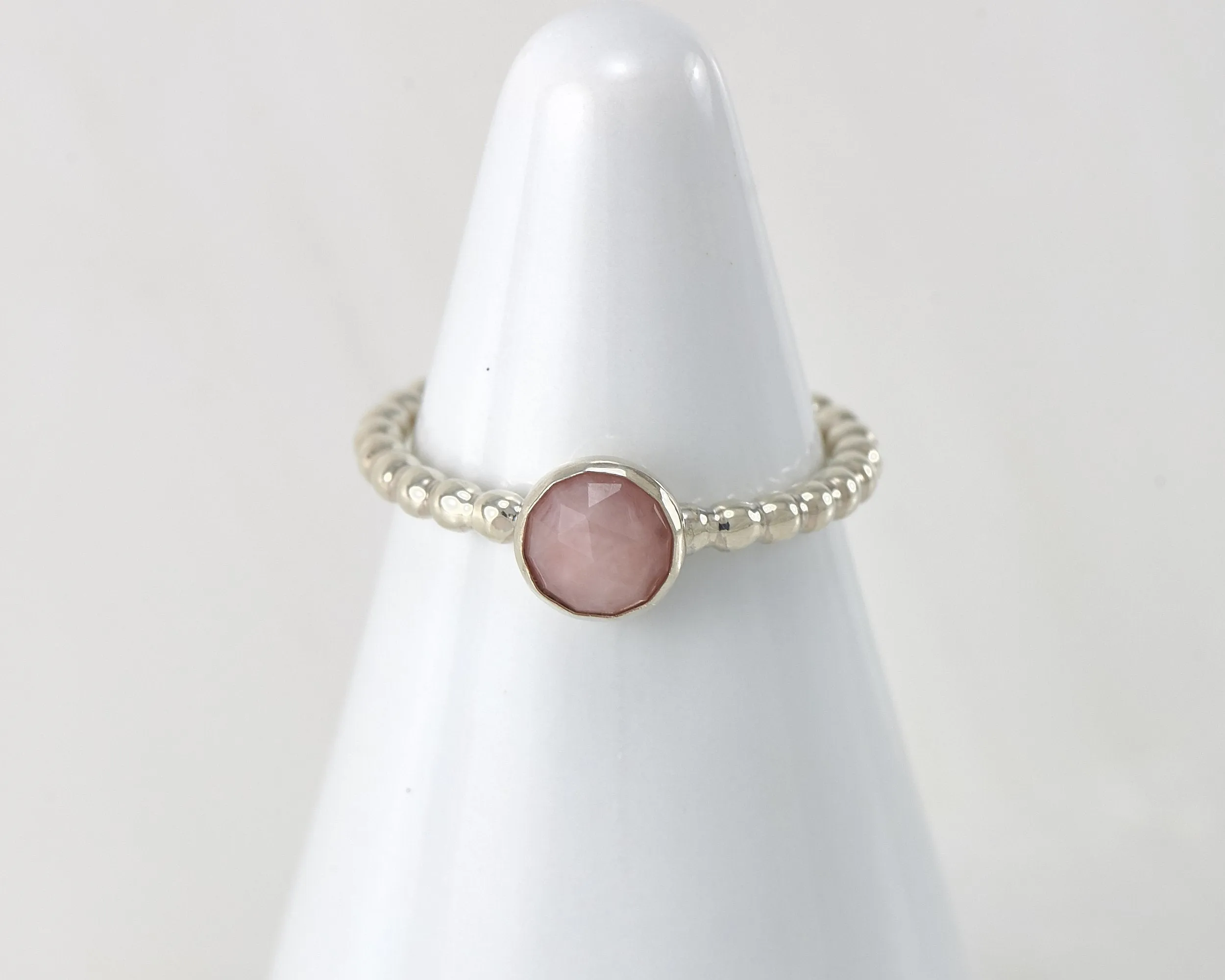 Pink Opal Beaded Silver
