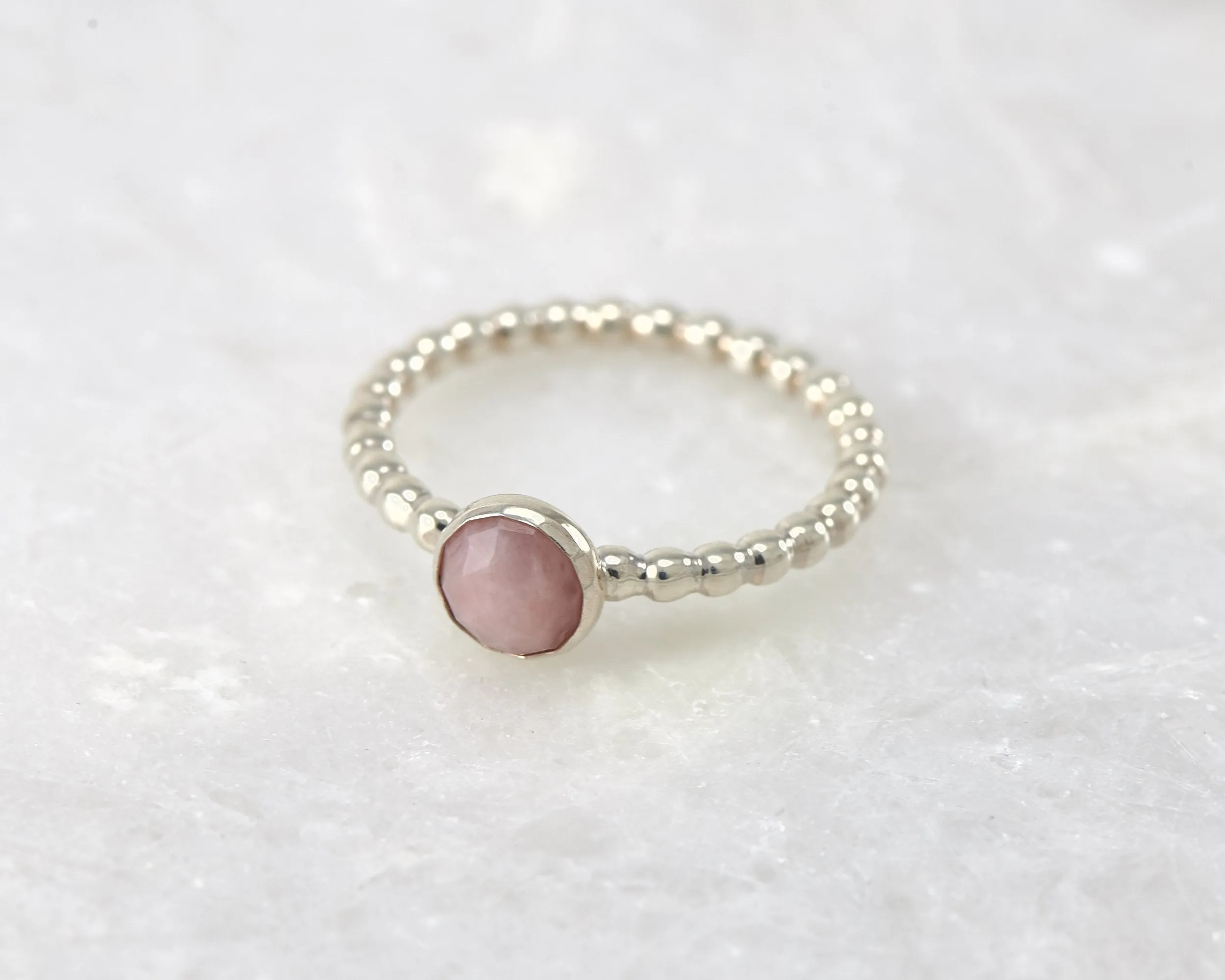 Pink Opal Beaded Silver