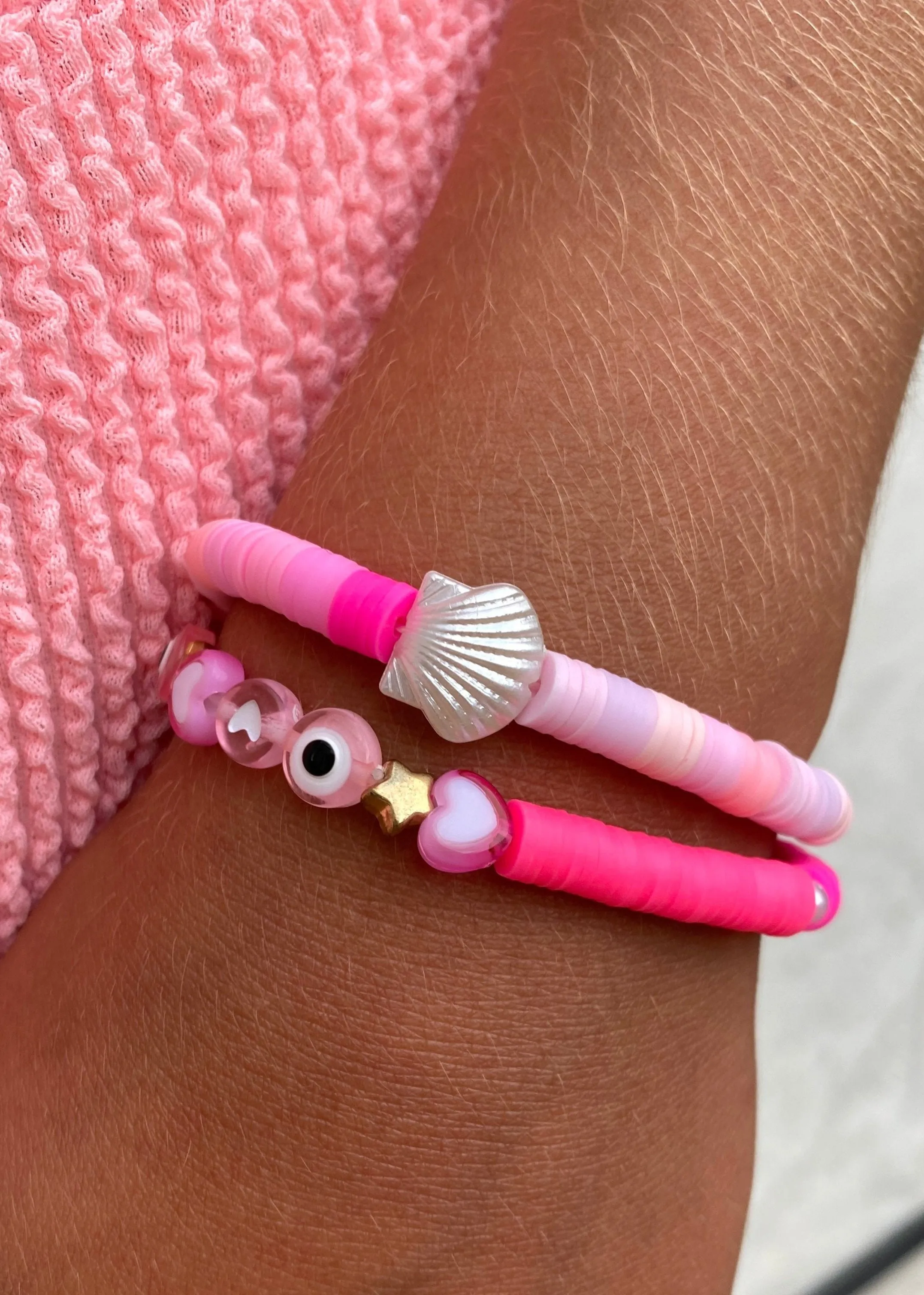 Pink Shell Mix Beaded Bracelets