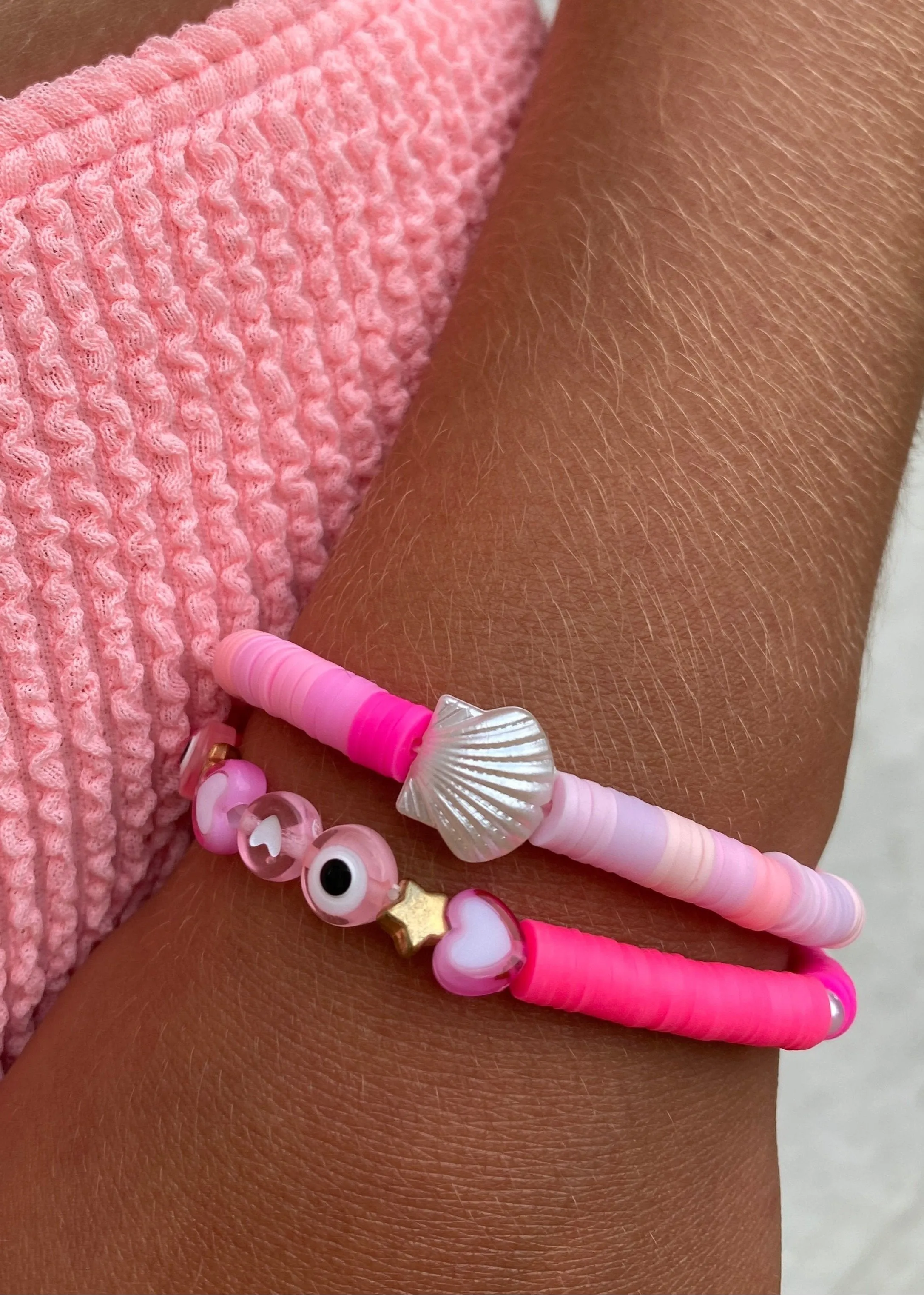 Pink Shell Mix Beaded Bracelets