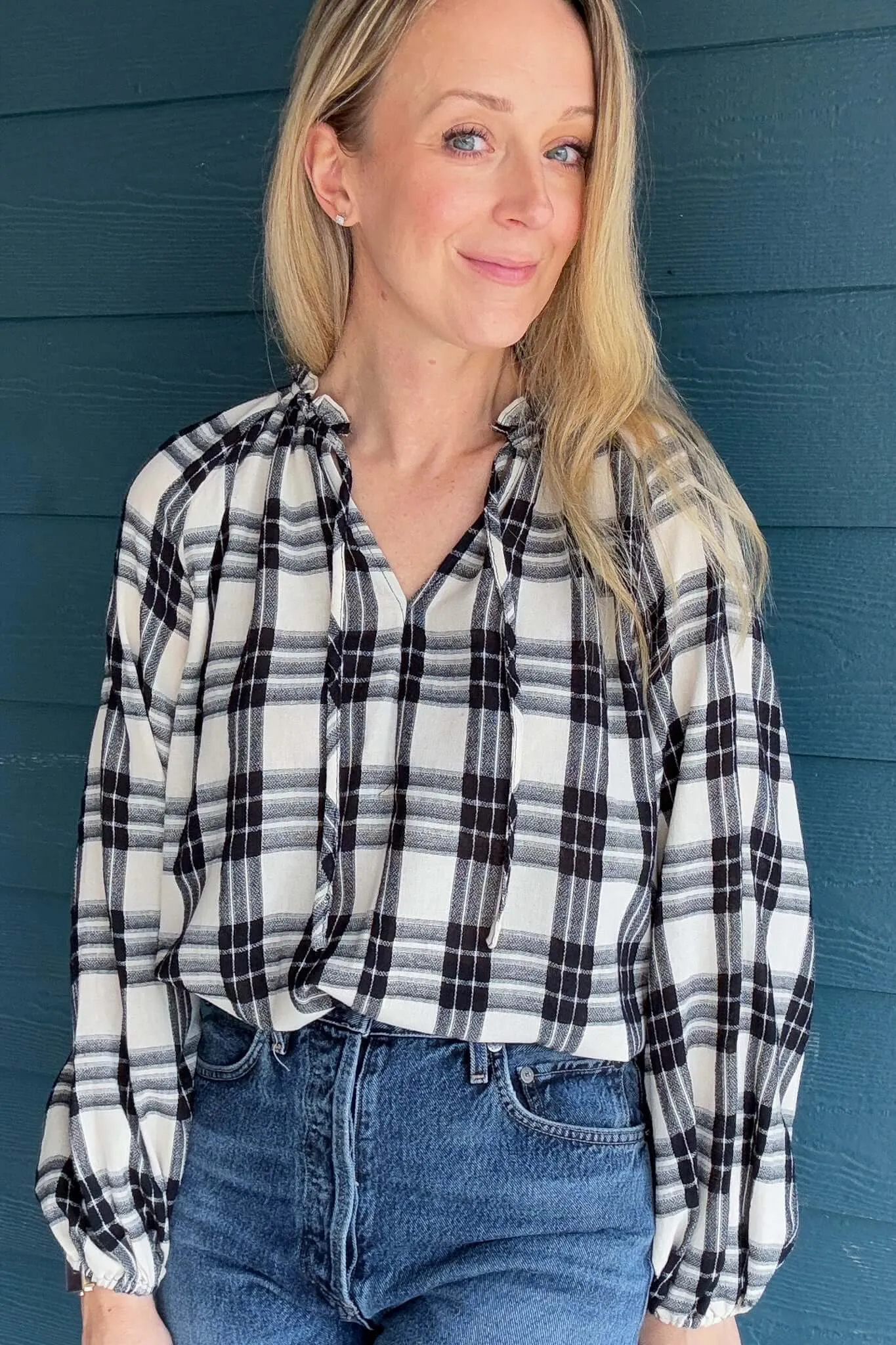 Plaid Long Sleeve Blouse