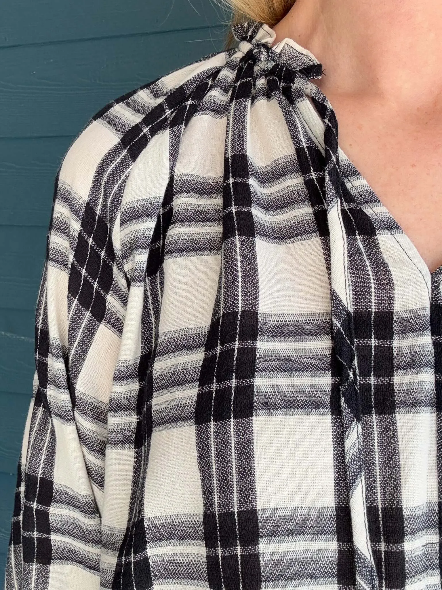 Plaid Long Sleeve Blouse