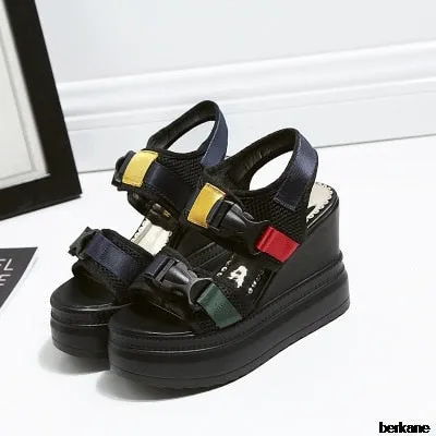 Platform Sandals Women Shoes Summer Super High Heels Ladies Casual Shoes Wedge Chunky Sandals Gladiator Fashion High Top