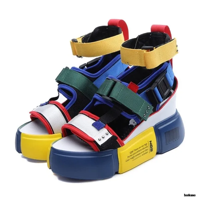 Platform Sandals Women Shoes Summer Super High Heels Ladies Casual Shoes Wedge Chunky Sandals Gladiator Fashion High Top