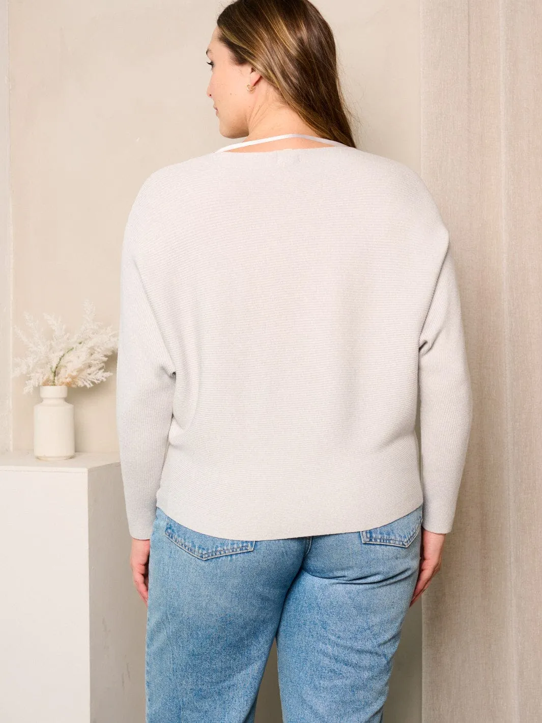 PLUS SIZE LONG SLEEVES RIBBED TUNIC TOP