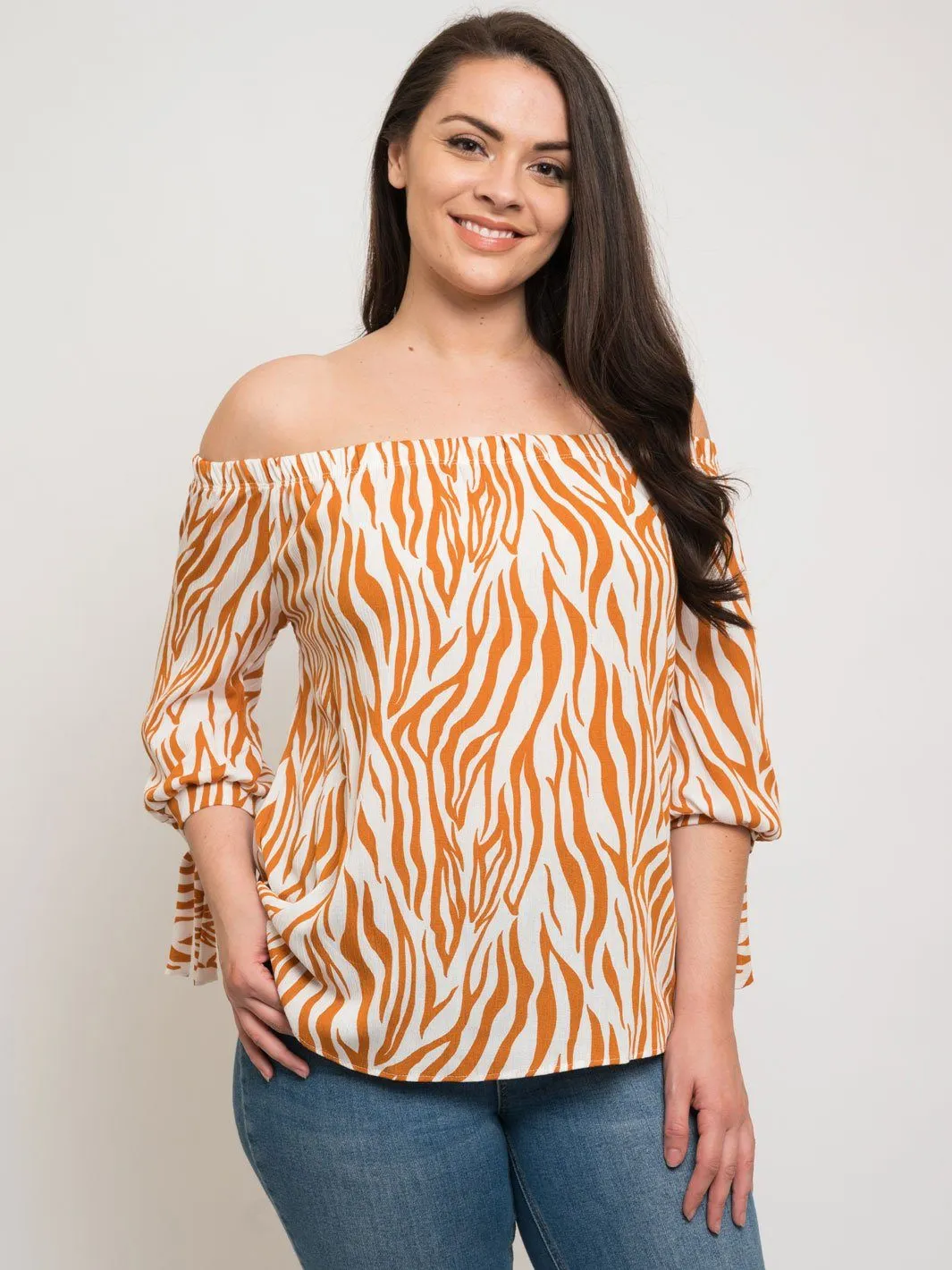 PLUS SIZE OFF THE SHOULDER TOP