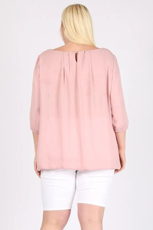 Plus Size Ruffle Round Neck TOP