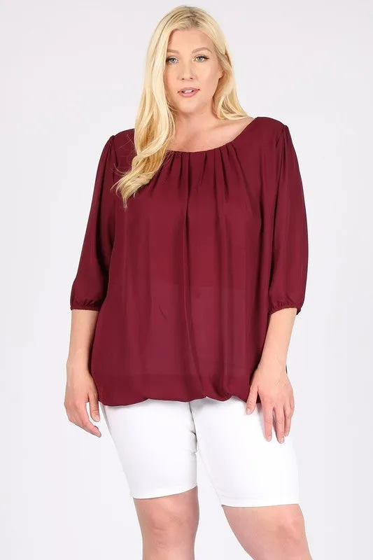 Plus Size Ruffle Round Neck TOP