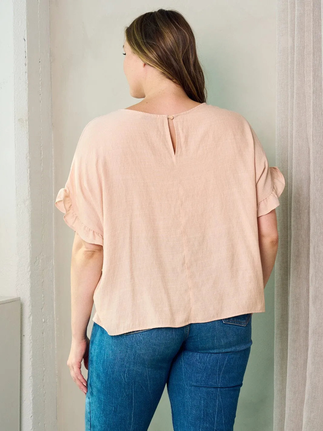 PLUS SIZE SHORT RUFFLE SLEEVE TUNIC TOP