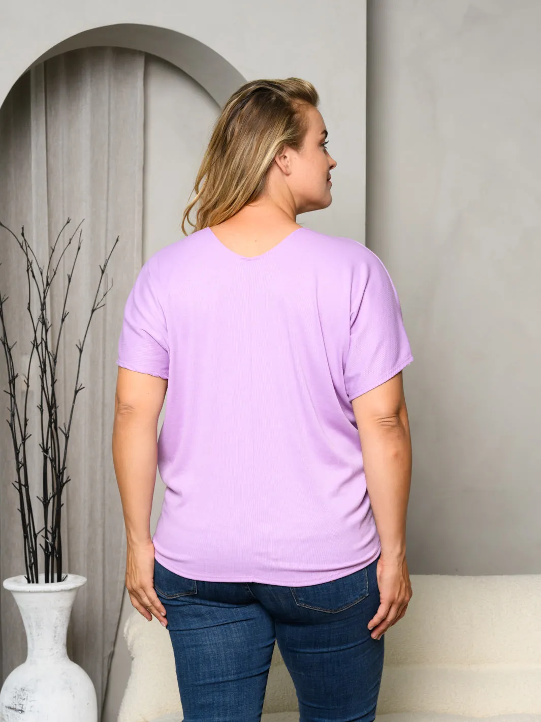 PLUS SIZE SHORT SLEEVE SOLID TUNIC TOP