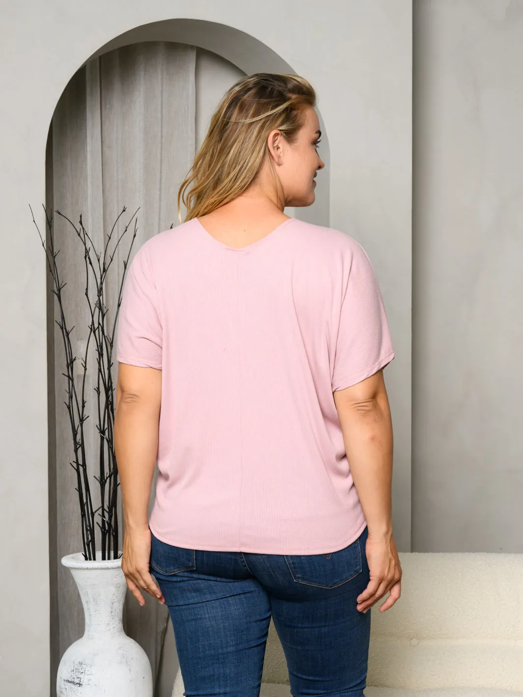 PLUS SIZE SHORT SLEEVE SOLID TUNIC TOP