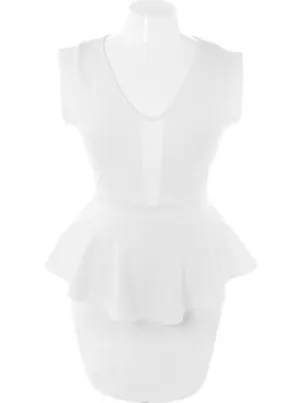Plus Size Sweetheart Sexy Peplum White Dress