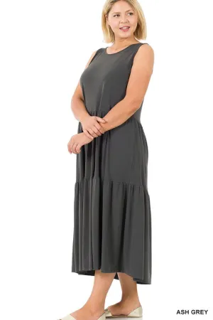 Plus Sleeveless Tiered Dress