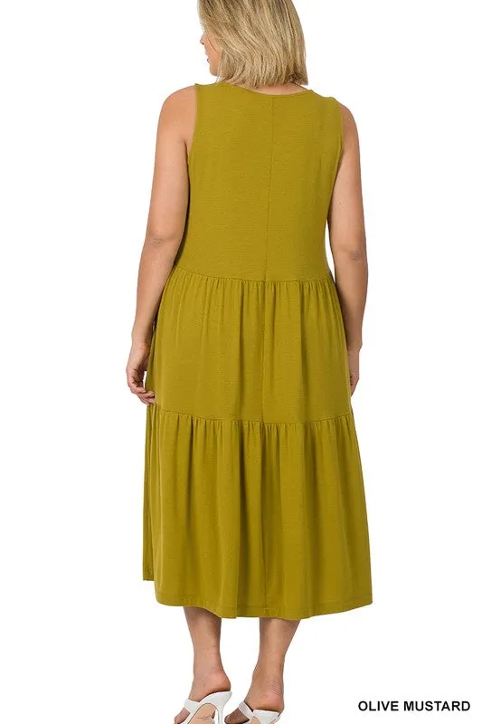 Plus Sleeveless Tiered Dress