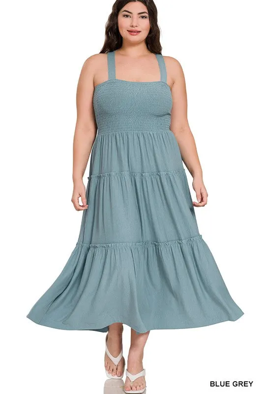 Plus Smocked Tiered Dress