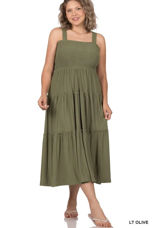 Plus Smocked Tiered Dress