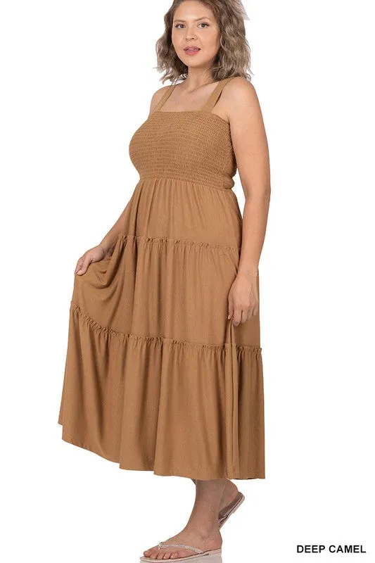 Plus Smocked Tiered Dress