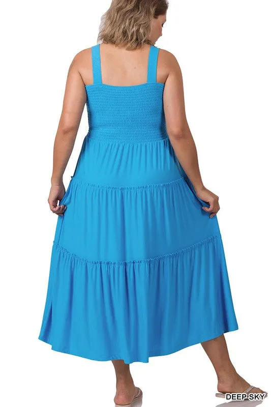 Plus Smocked Tiered Dress