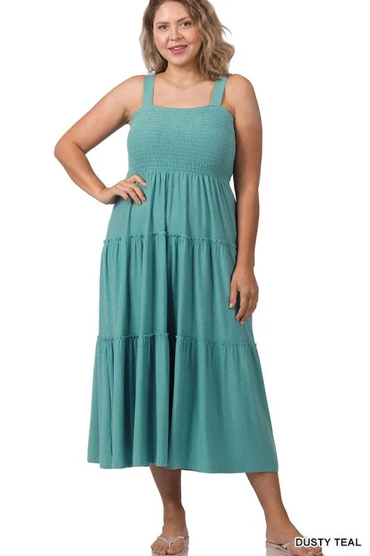 Plus Smocked Tiered Dress
