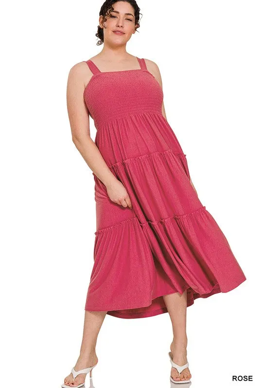 Plus Smocked Tiered Dress