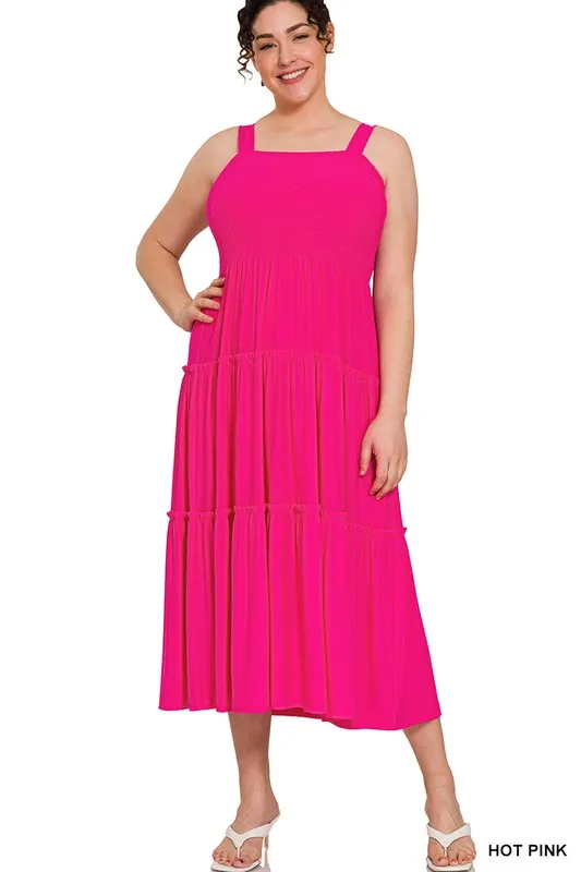 Plus Smocked Tiered Dress