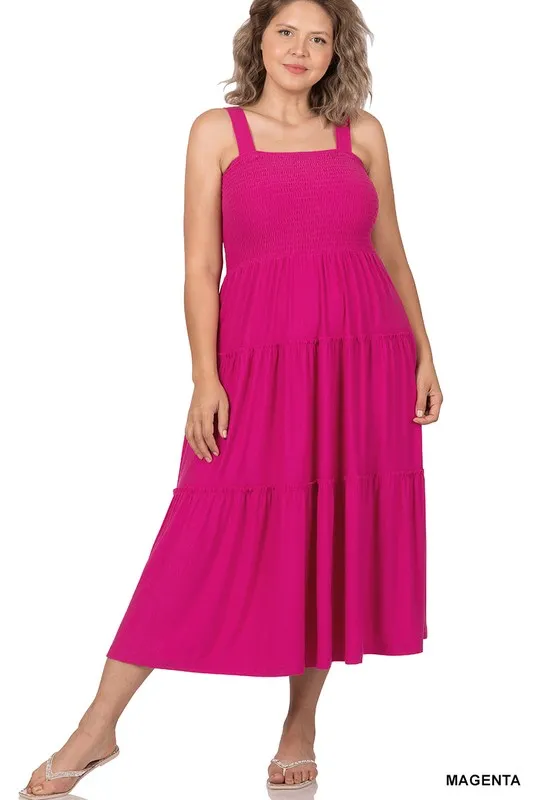 Plus Smocked Tiered Dress
