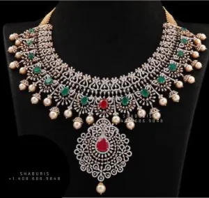 Polki Necklace Diamond Necklace Beaded Necklace Tanzanite Necklace Diamond Jewelry Moissanite Necklace Bridal Jewelry-SHABURIS