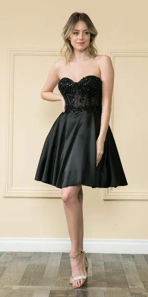 Poly USA 9084 Short A-line Dress Corset Bodice Strapless