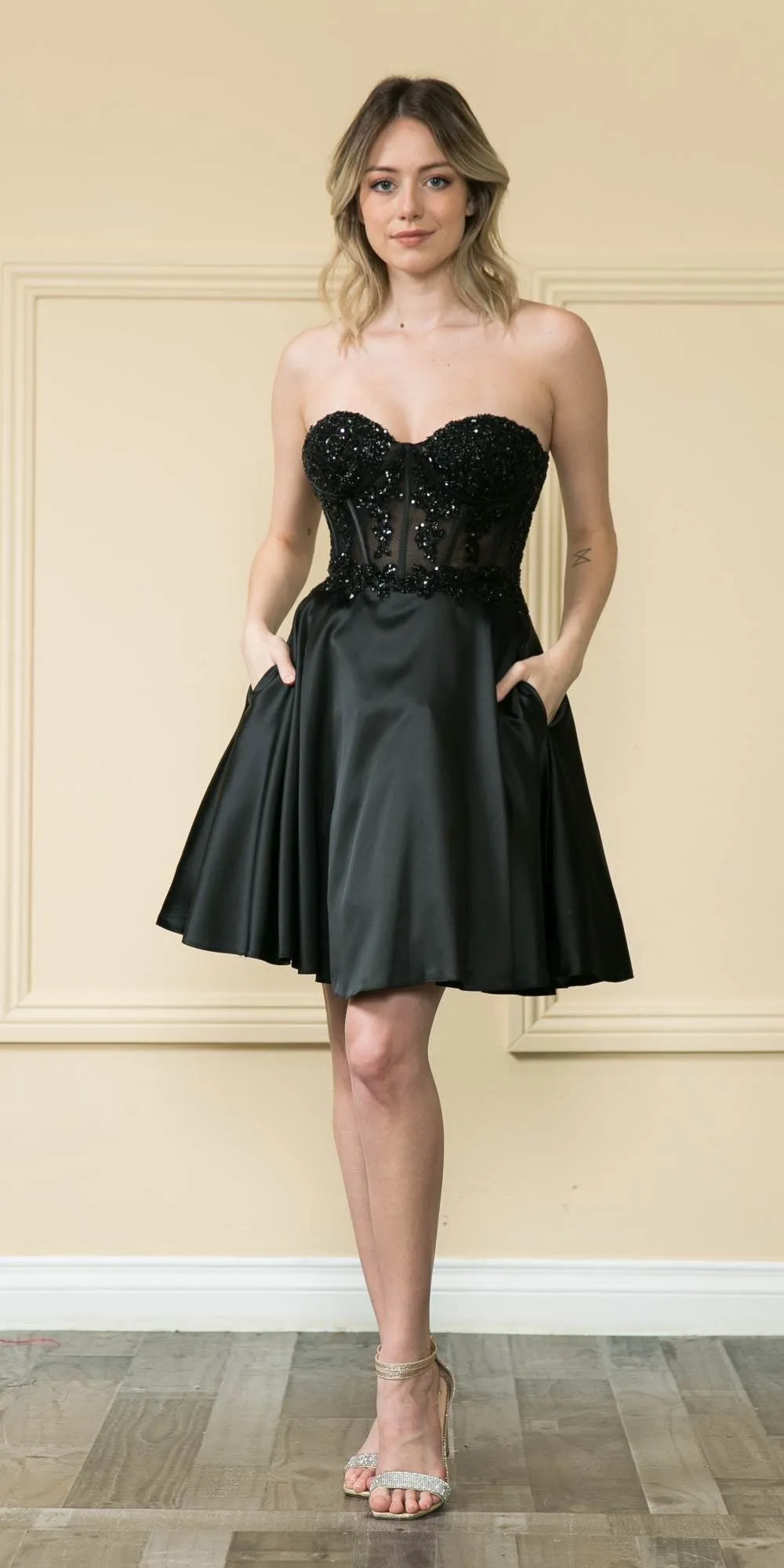 Poly USA 9084 Short A-line Dress Corset Bodice Strapless