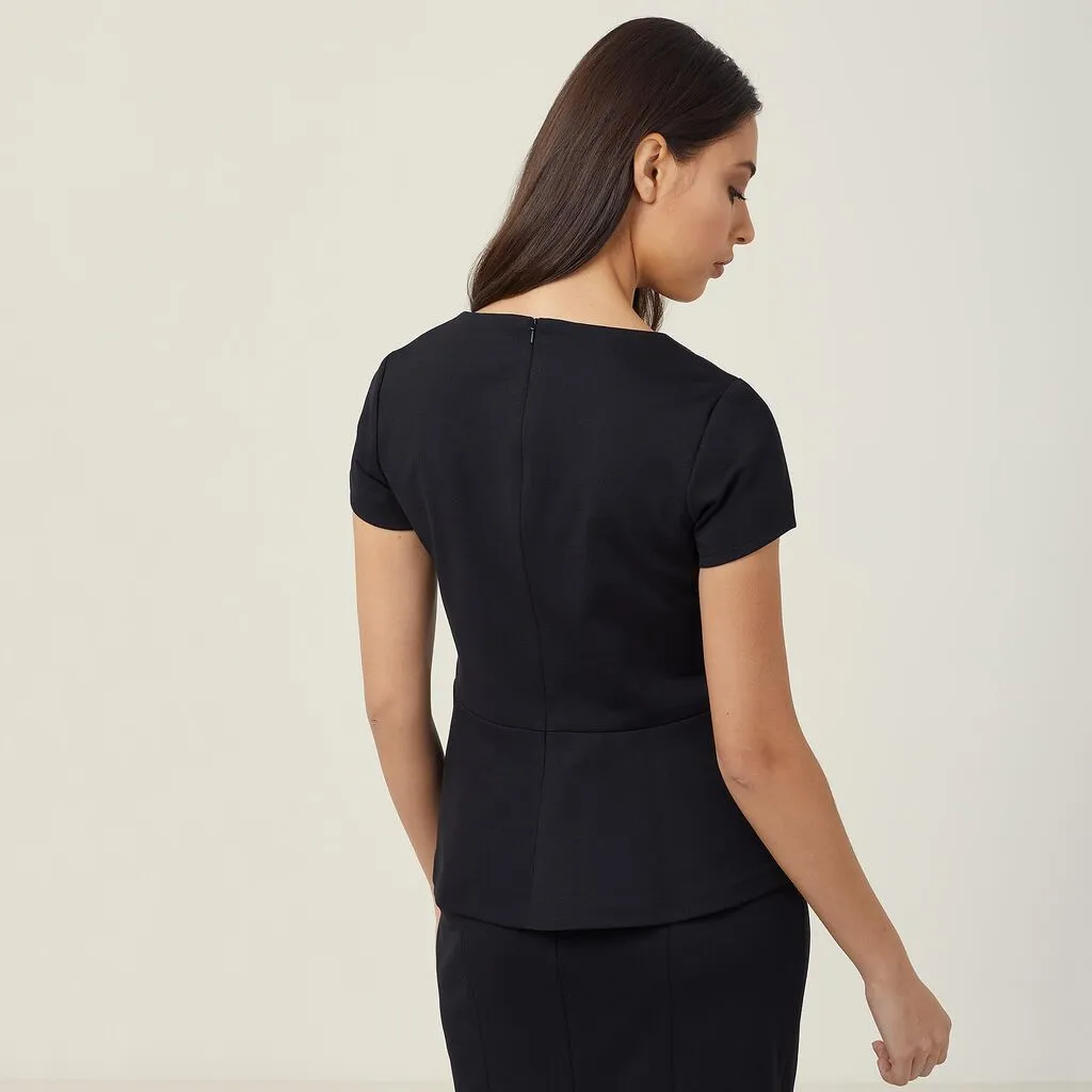 PONTE KNIT CAP SLEEVE PEPLUM TOP