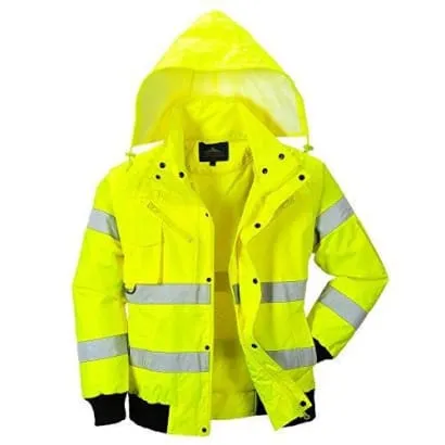 Portwest Hi Vis Waterproof 3 in 1 Bomber Jacket and Bodywarmer Fur Collar - C467