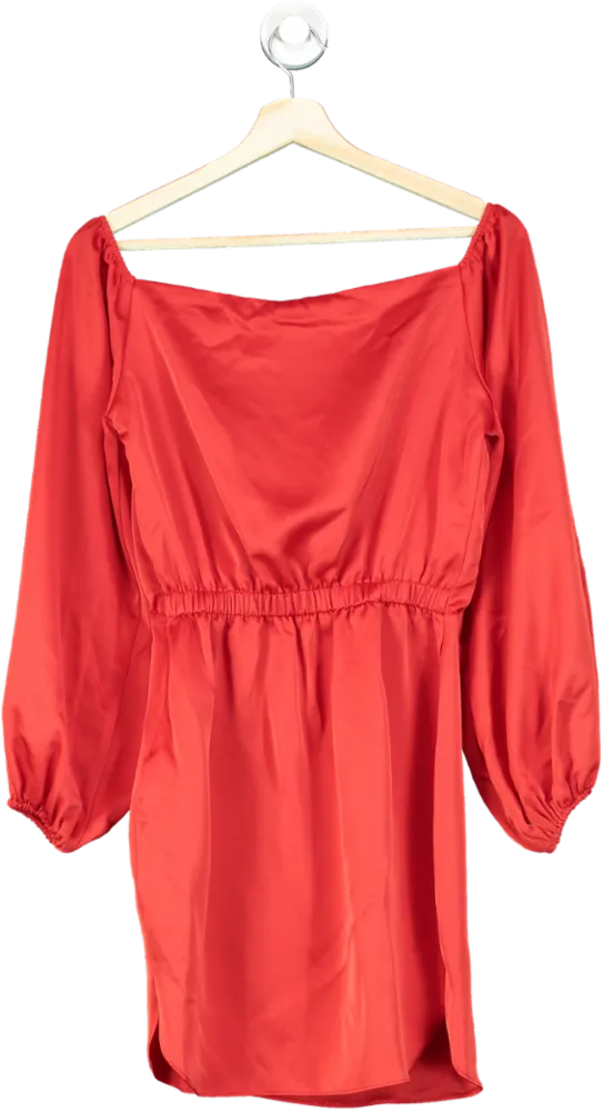 Pretty Lavish Red Fern Bardot Mini Dress UK 8