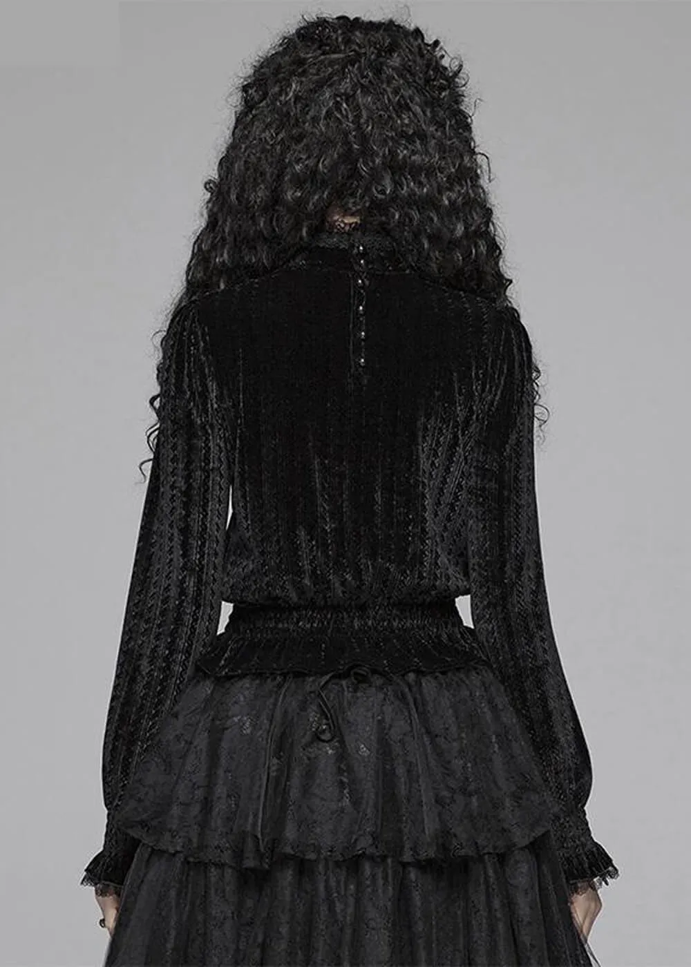 Punk Rave Cello Velvet Blouse Zwart